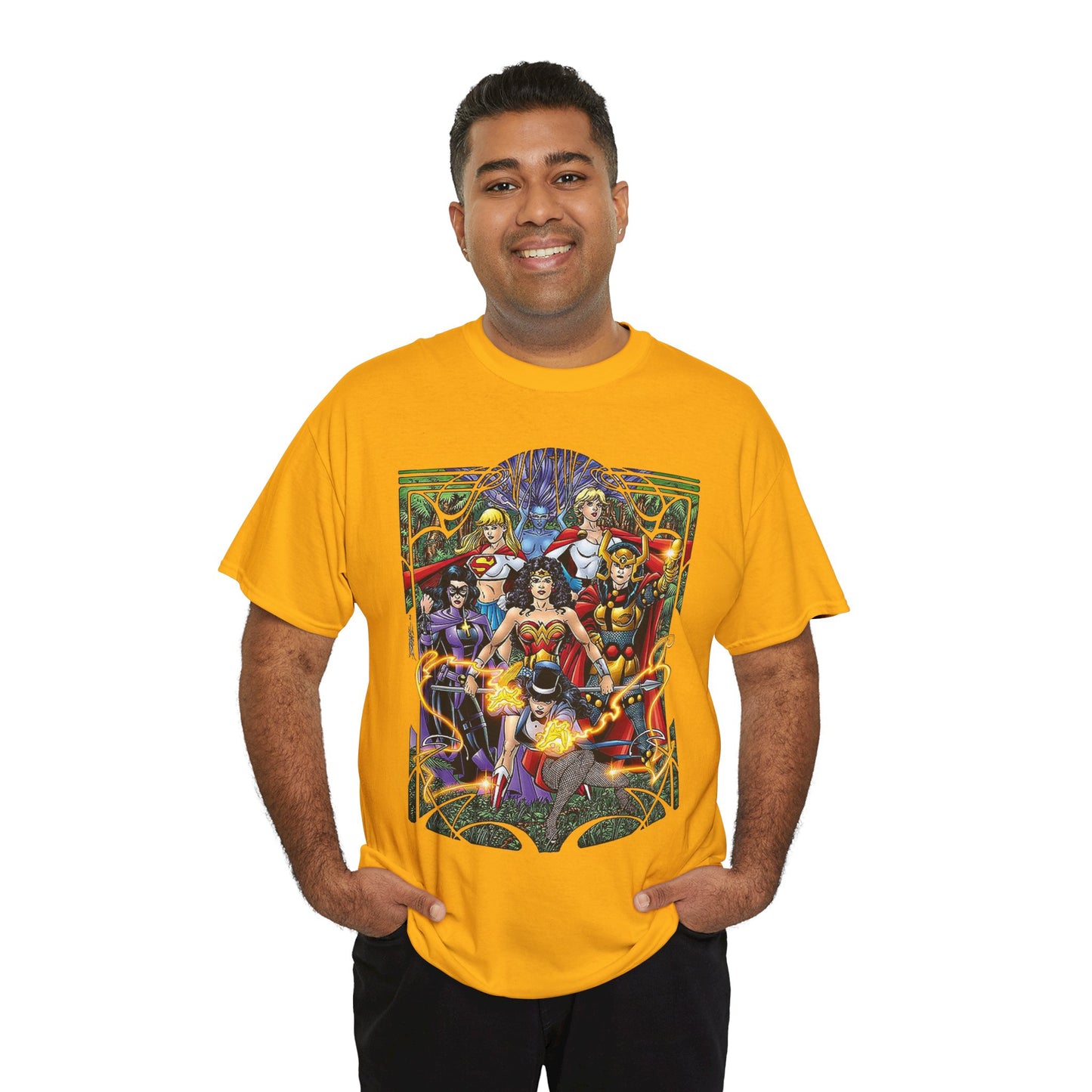 Justice League of Amazons T-Shirt - George Perez Art - Wonder Woman, Zatanna, Supergirl, Power Girl, Huntress, Big Barda - JLA - DC Comics