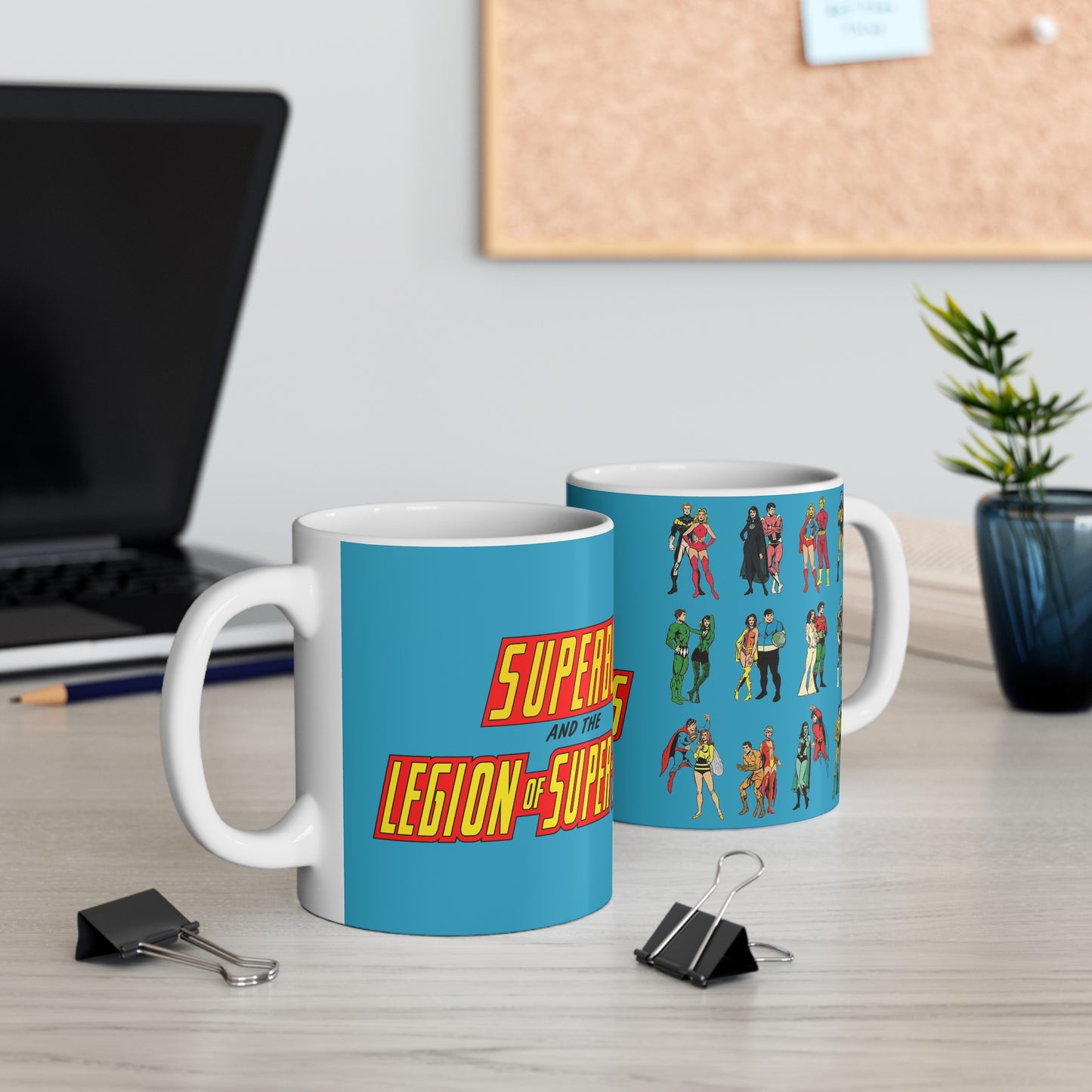 Superboy & Legion of Super-heroes Coffee Mug, 11oz - DC Comics - Bronze Age Art - Cosmic Boy, Supergirl, Brainiac 5, Lightning Lad, Saturn Girl - LOSH