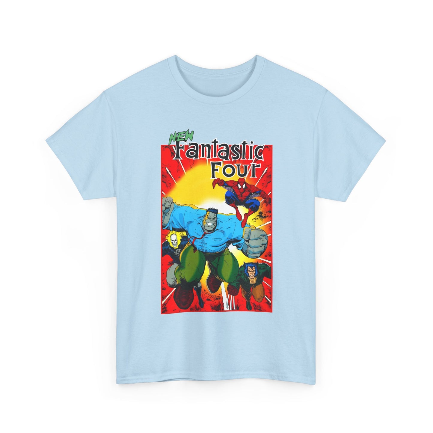 New Fantastic Four T-Shirt - Arthur Adams Art - Wolverine, Ghost Rider, Spider-Man, Hulk - Marvel Comics