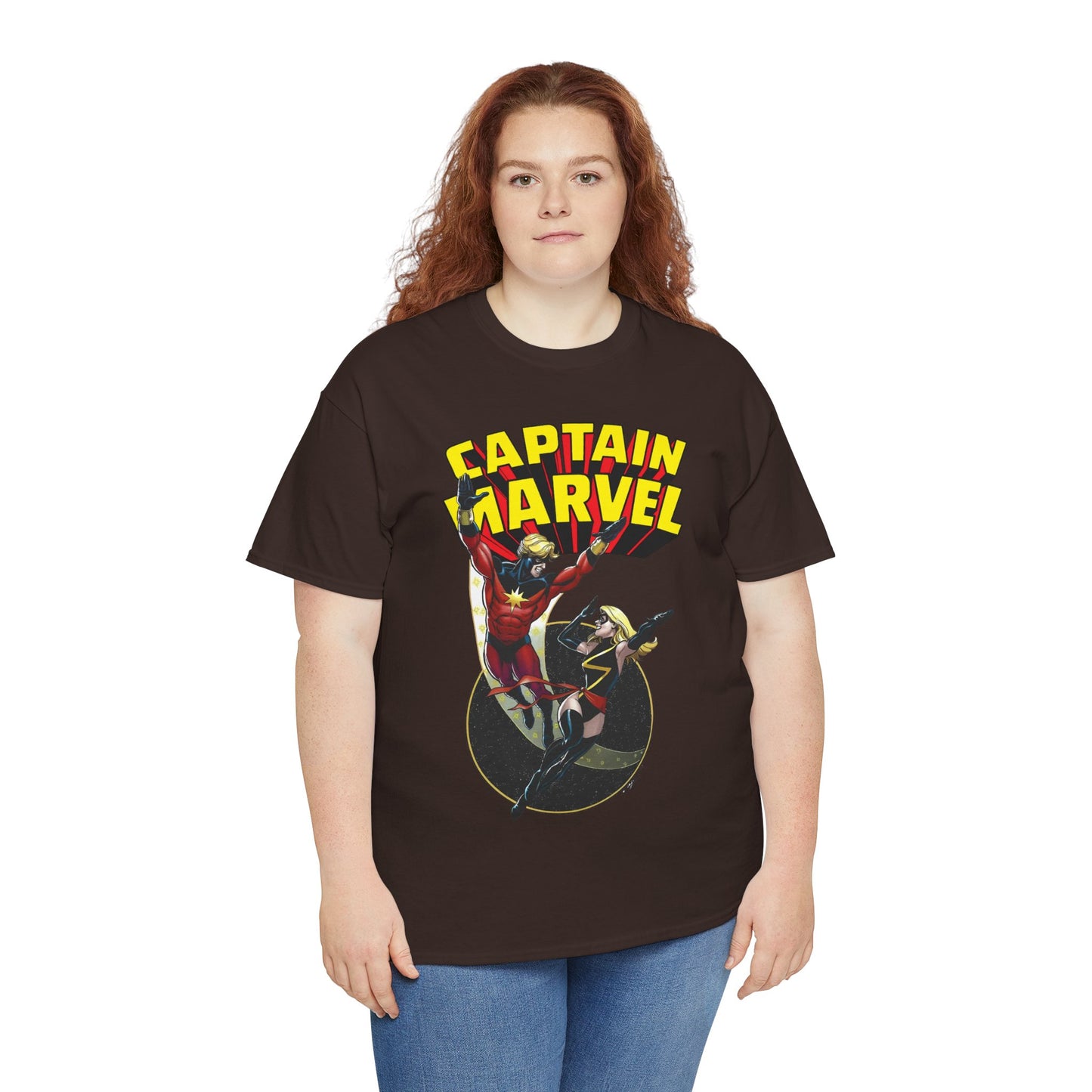Captain Marvel T-Shirt - George Perez Art - Mar-Vell & Carol Danvers - Kree Empire - Marvel Comics