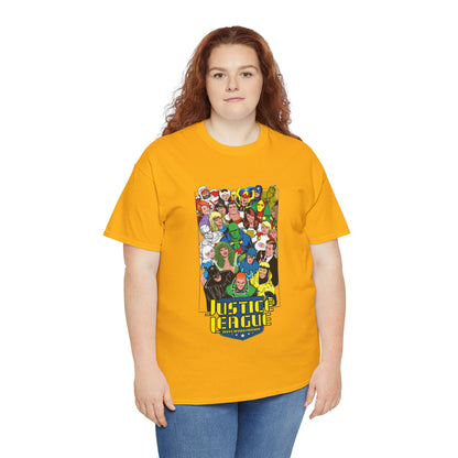 Justice League International T-Shirt - DC Comics - JLI - Kevin Maguire Art - Blue Beetle, Booster Gold, Martian Manhunter, Captain Atom