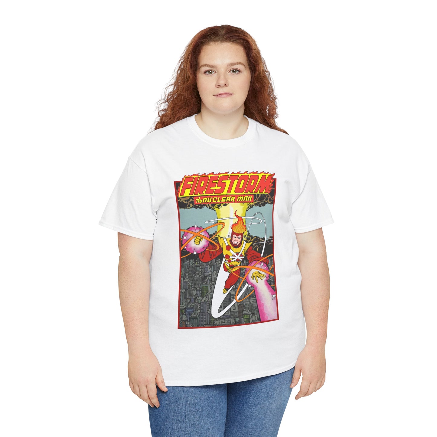 Firestorm the Nuclear Man T-Shirt - George Perez JLA Postcard Art 1980s - DC Comics - Justice League of America Member
