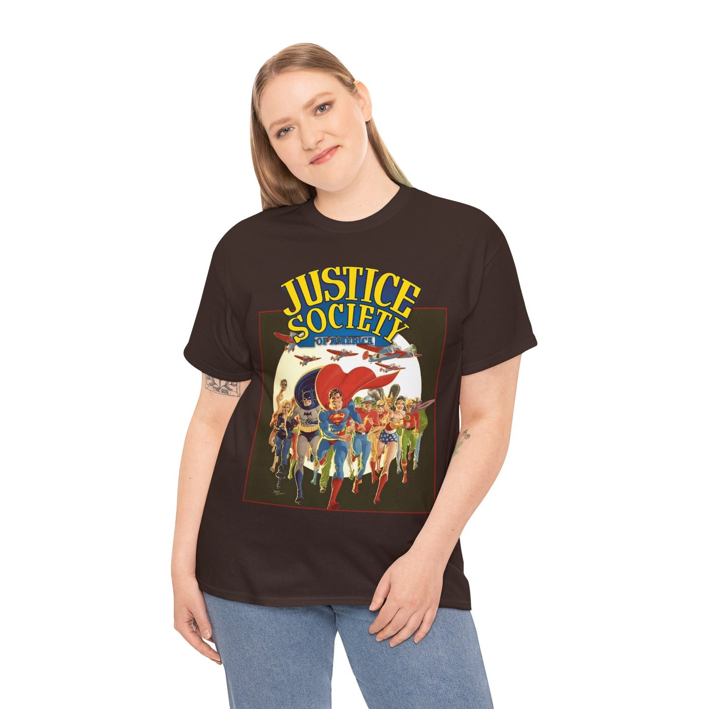 Justice Society of America T-Shirt - Superman, Wonder Woman, Black Canary, Green Lantern, Batman, Plastic Man, Flash - DC Comics