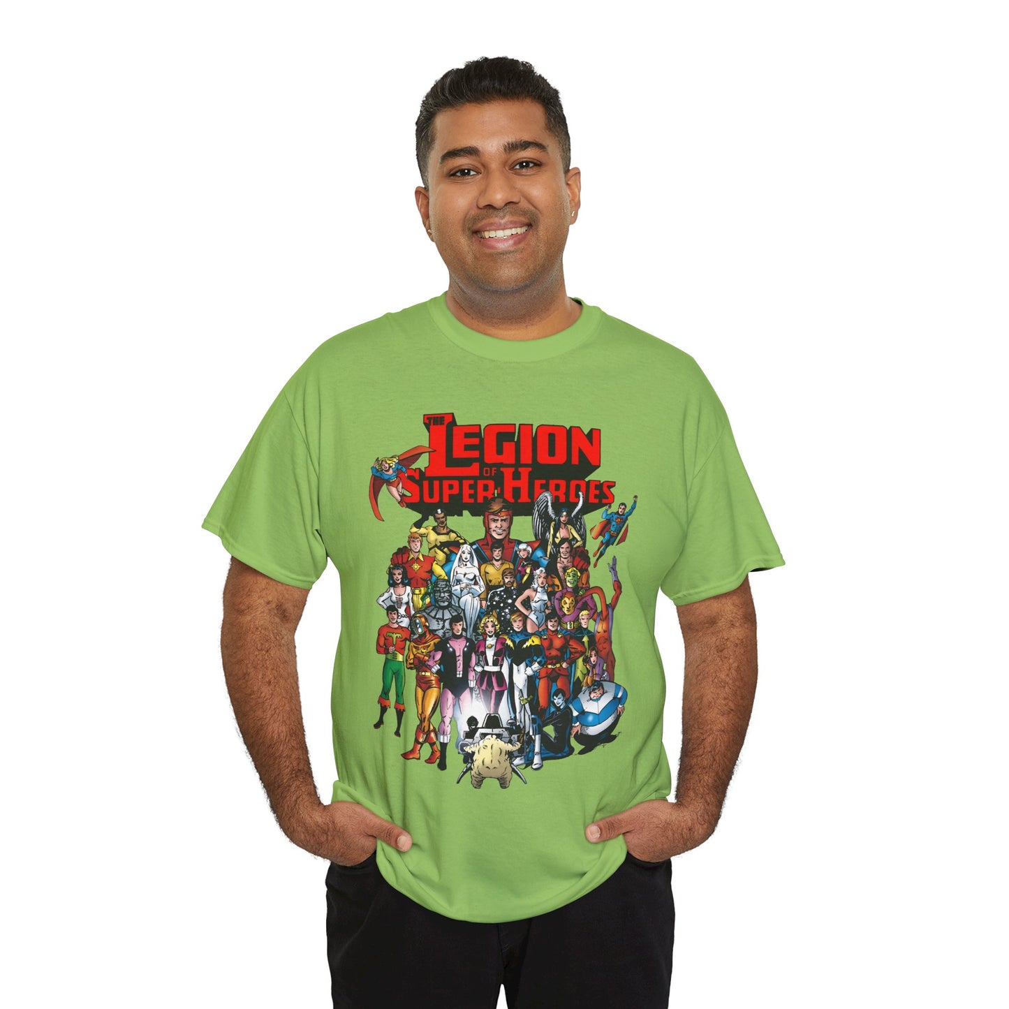 Legion of Super-Heroes T-Shirt - #300 Cover Art - Cosmic Boy, Saturn Girl, Superboy, Wildfire, Mon-El, Dream Girl, Brainiac 5, Supergirl - DC Comics