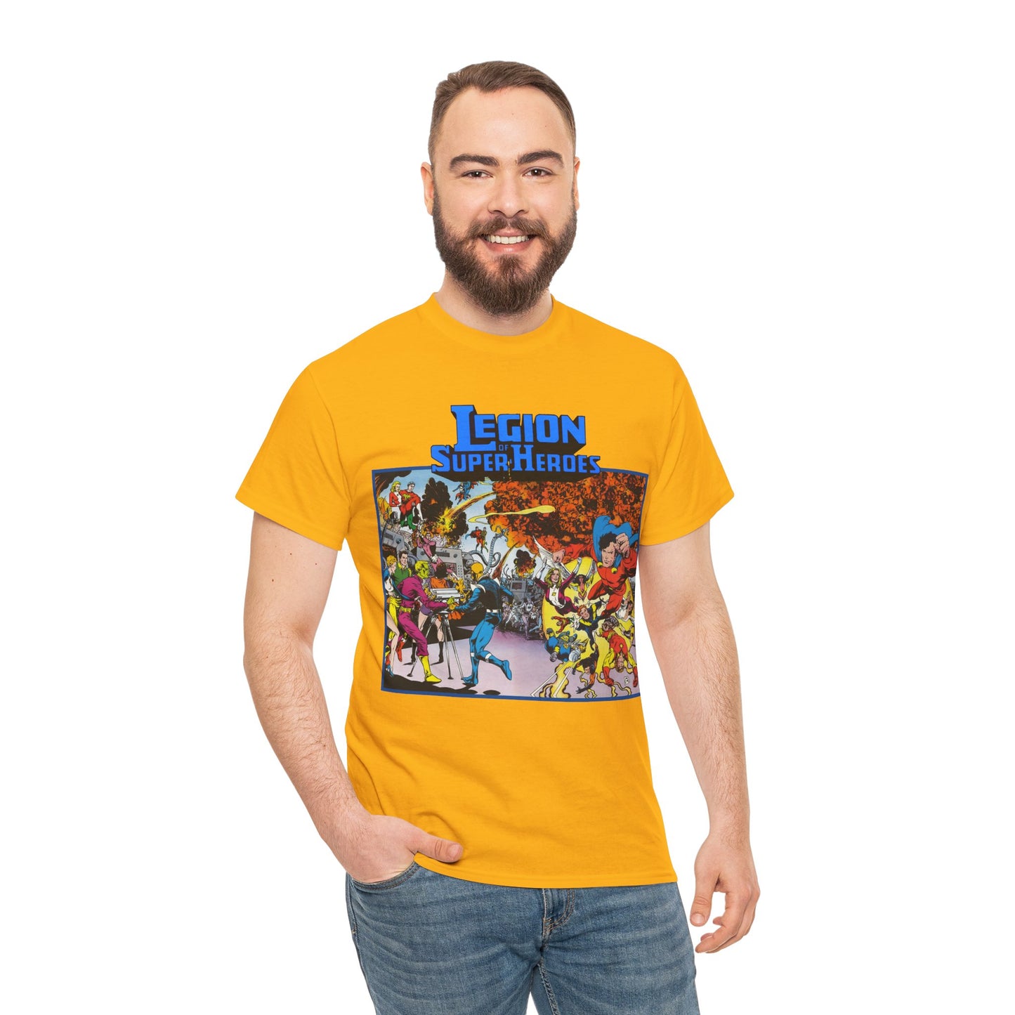 Legion of Super-Heroes T-Shirt - Steve Lightle Art - Mon-El, Saturn Girl, Brainiac 5, Sun Boy, Lightning Lad, Dawnstar, Timber Wolf - LOSH - DC Comics