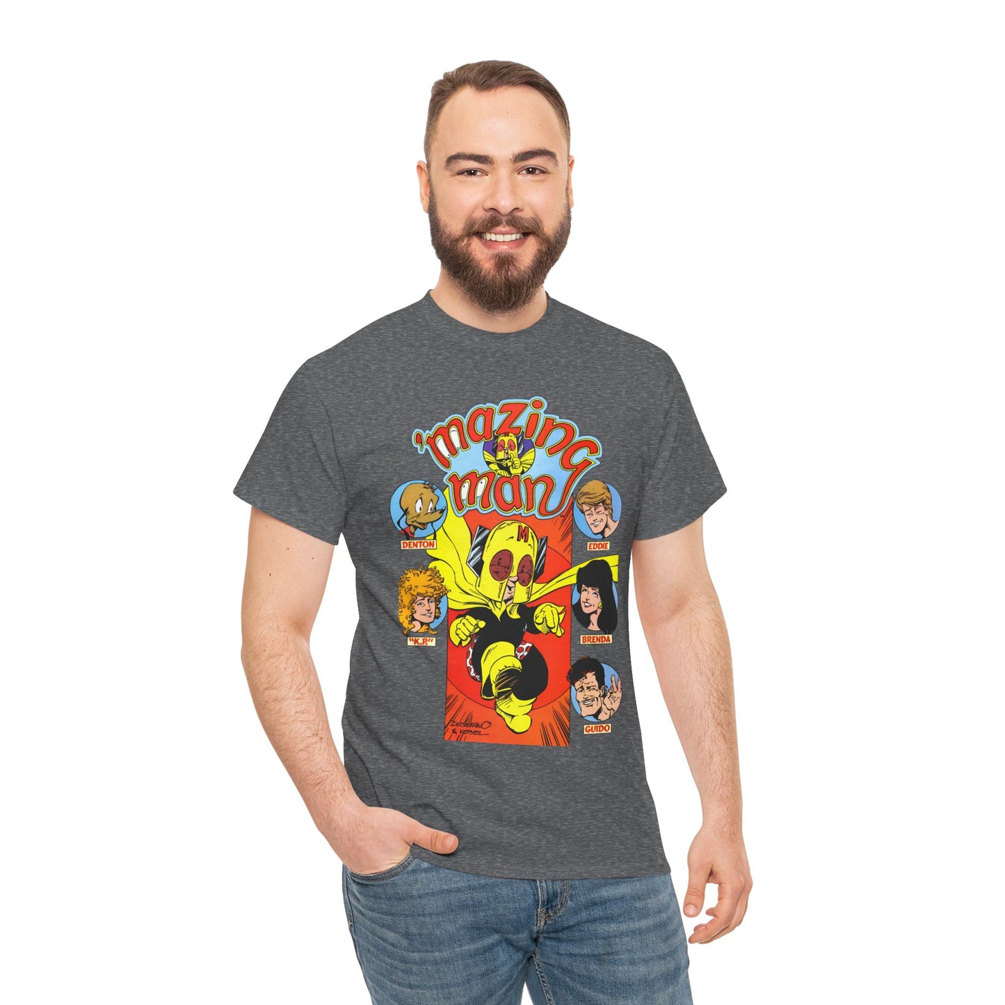 'Mazing Man T-Shirt - DeStefano & Kesel Art - Funny 1980s Comic Series - DC Comics