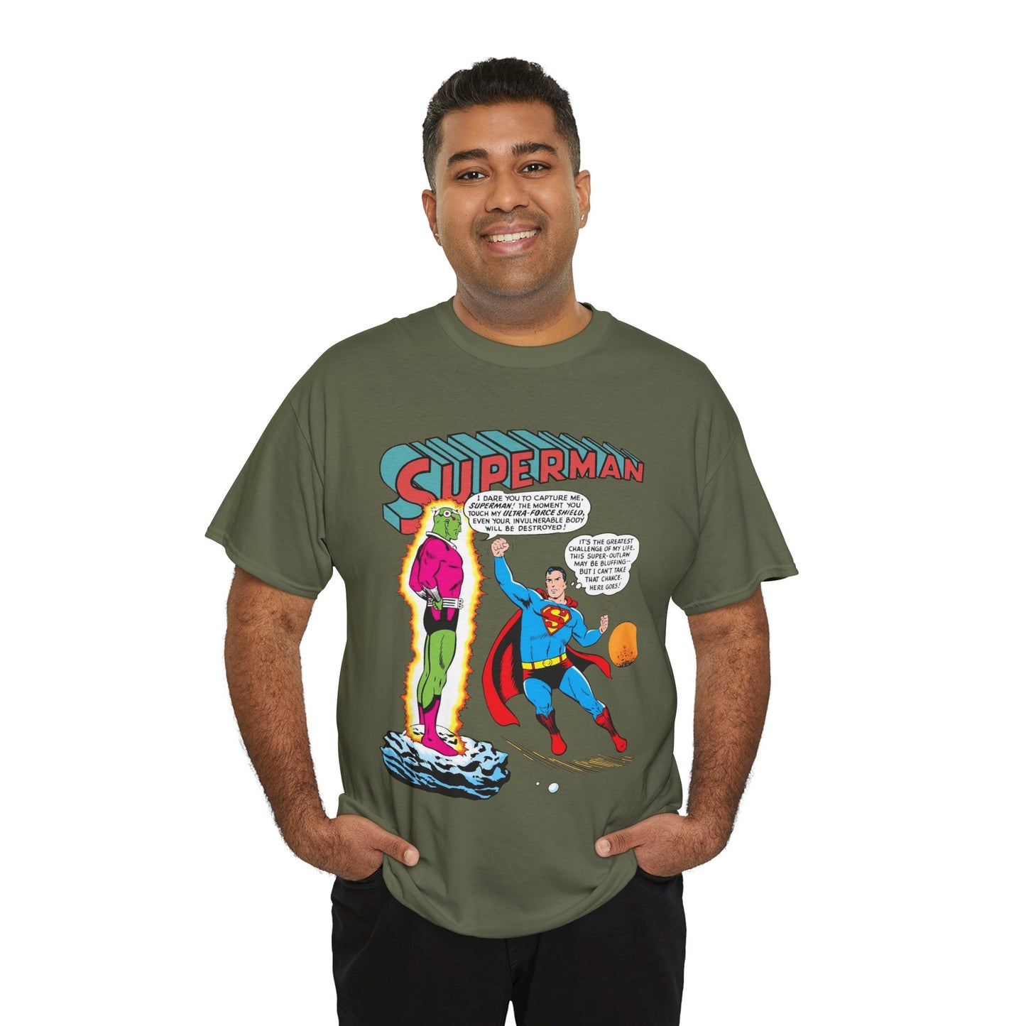 Superman T-Shirt - Curt Swan Art - Vs Brainiac- Silver Age 1st Appearance - DC Comics