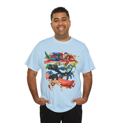 DC Legends T-Shirt - John Byrne Art - Superman, Dr Fate, Blue Beetle, Wonder Woman, Black Canary, Guy Gardner - DC Comics