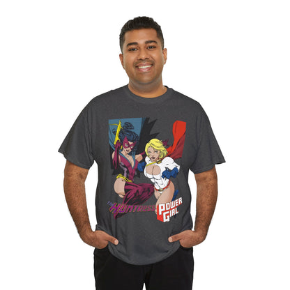 Huntress & Power Girl T-Shirt - Ed Benes Art - Justice Society, JSA, Earth 2 - DC Comics Bronze Age, Pre-Crisis Heroes