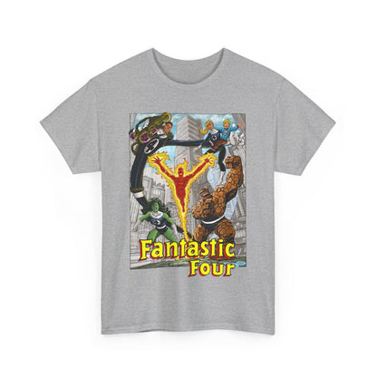 Fantastic Four T-Shirt - John Byrne Art - She-Hulk, Invisible Woman, Thing, Reed Richards, Human Torch - Baxter Building - Marvel Comics