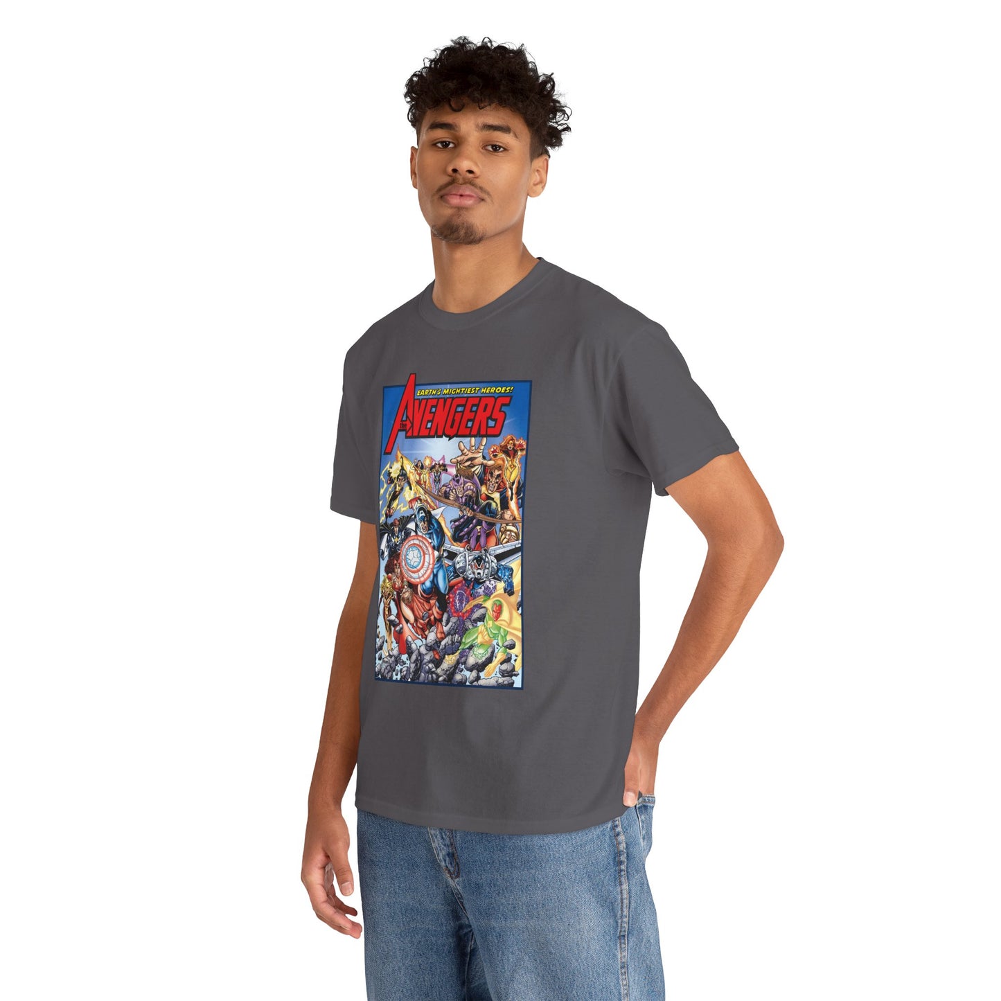 Avengers & Thunderbolts T-Shirt - George Perez Art - Captain America, Iron Man, Wonder Man, Scarlet Witch, Hawkeye, Citizen V, MACH-1, Techno, Atlas, Songbird - Marvel Comics