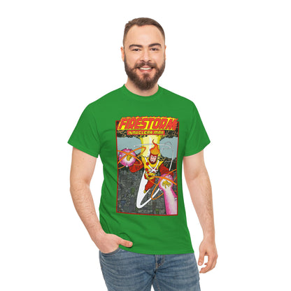 Firestorm the Nuclear Man T-Shirt - George Perez JLA Postcard Art 1980s - DC Comics - Justice League of America Member