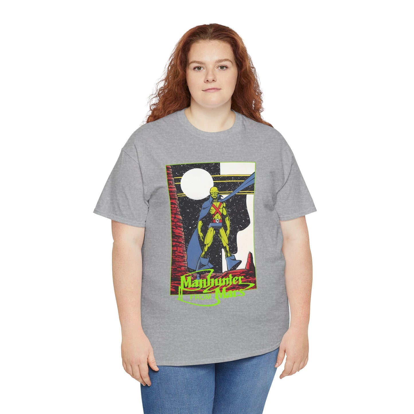 Martian Manhunter T-Shirt - George Perez Art - 1980s Justice League of America (JLA) Postcard Art - DC Comics