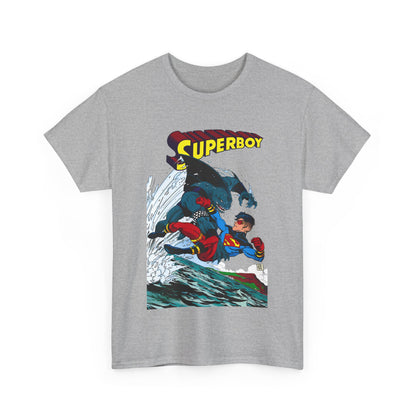 King Shark Vs Superboy T-Shirt - Tom Grummett Art - Connor Kent, Kon-L - Superman Family - DC Comics
