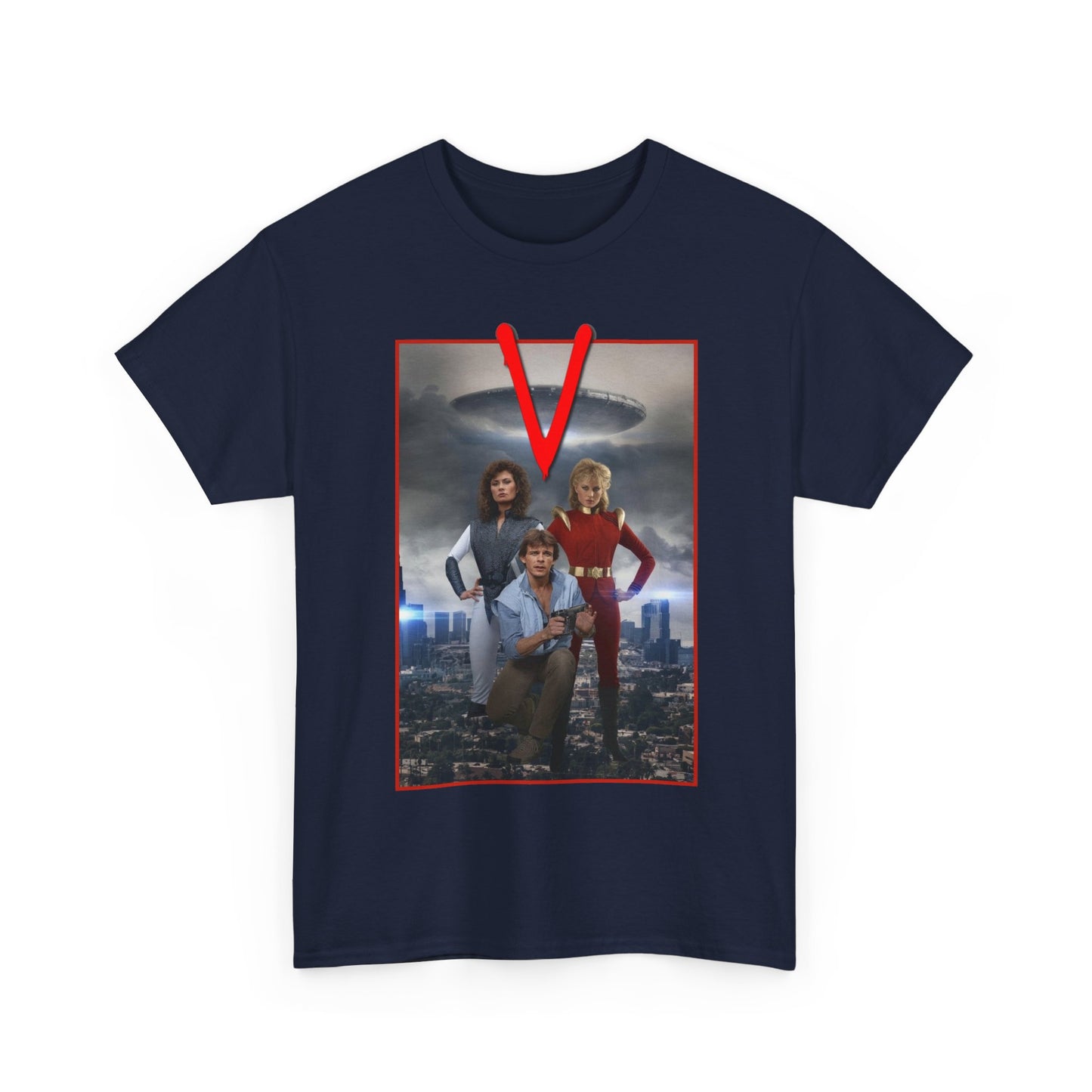 V T-Shirt - Visitors 1983 NBC Sci-Fi Aliens Series - Mike Donovan, Diana, Lydia