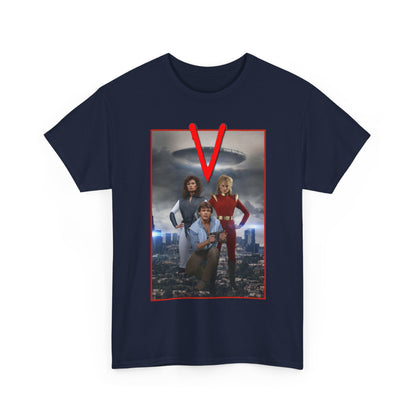 V T-Shirt - Visitors 1983 NBC Sci-Fi Aliens Series - Mike Donovan, Diana, Lydia