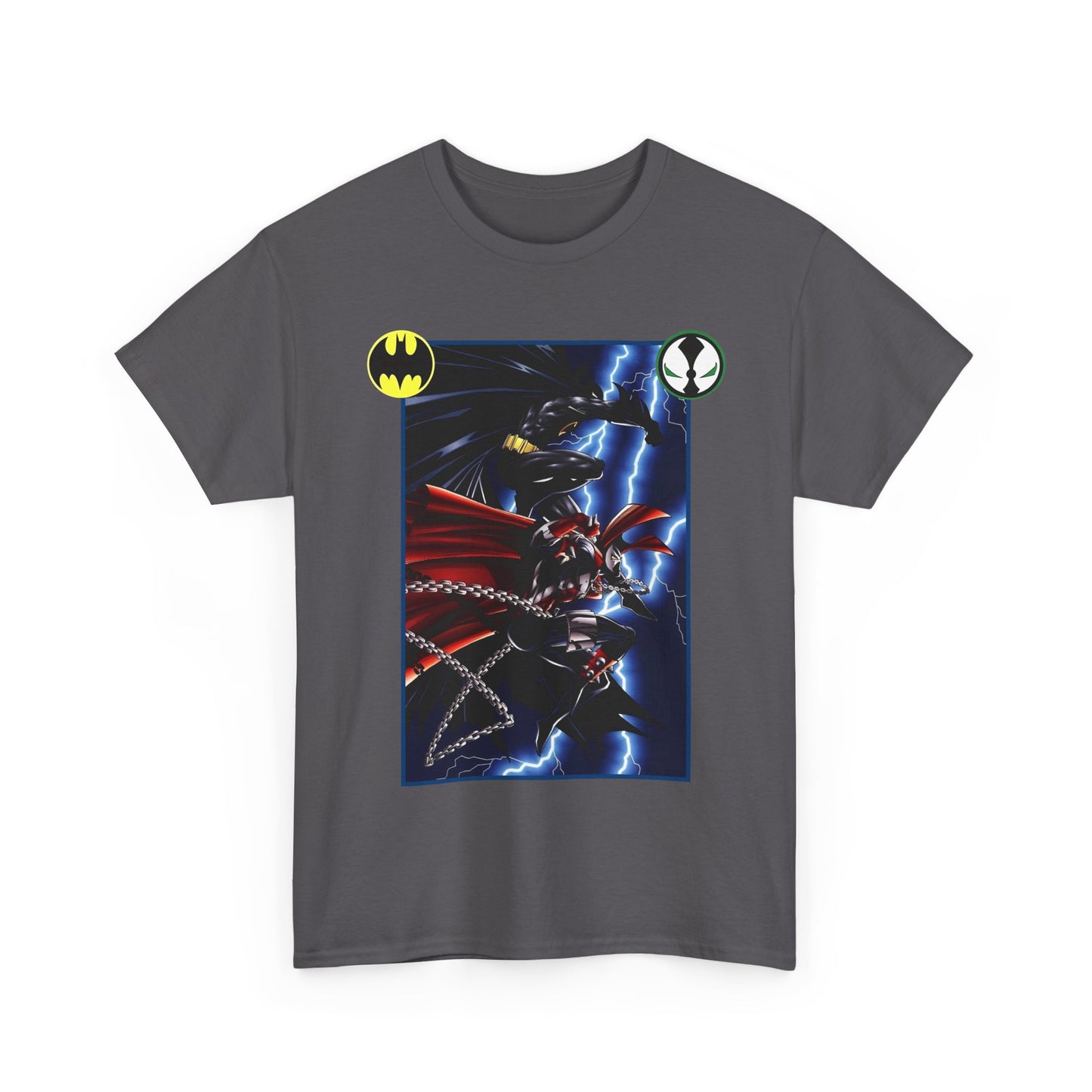 Batman & Spawn T-Shirt - Todd McFarlane Art - Gotham City, Frank Miller Story - DC Comics & Image Comics