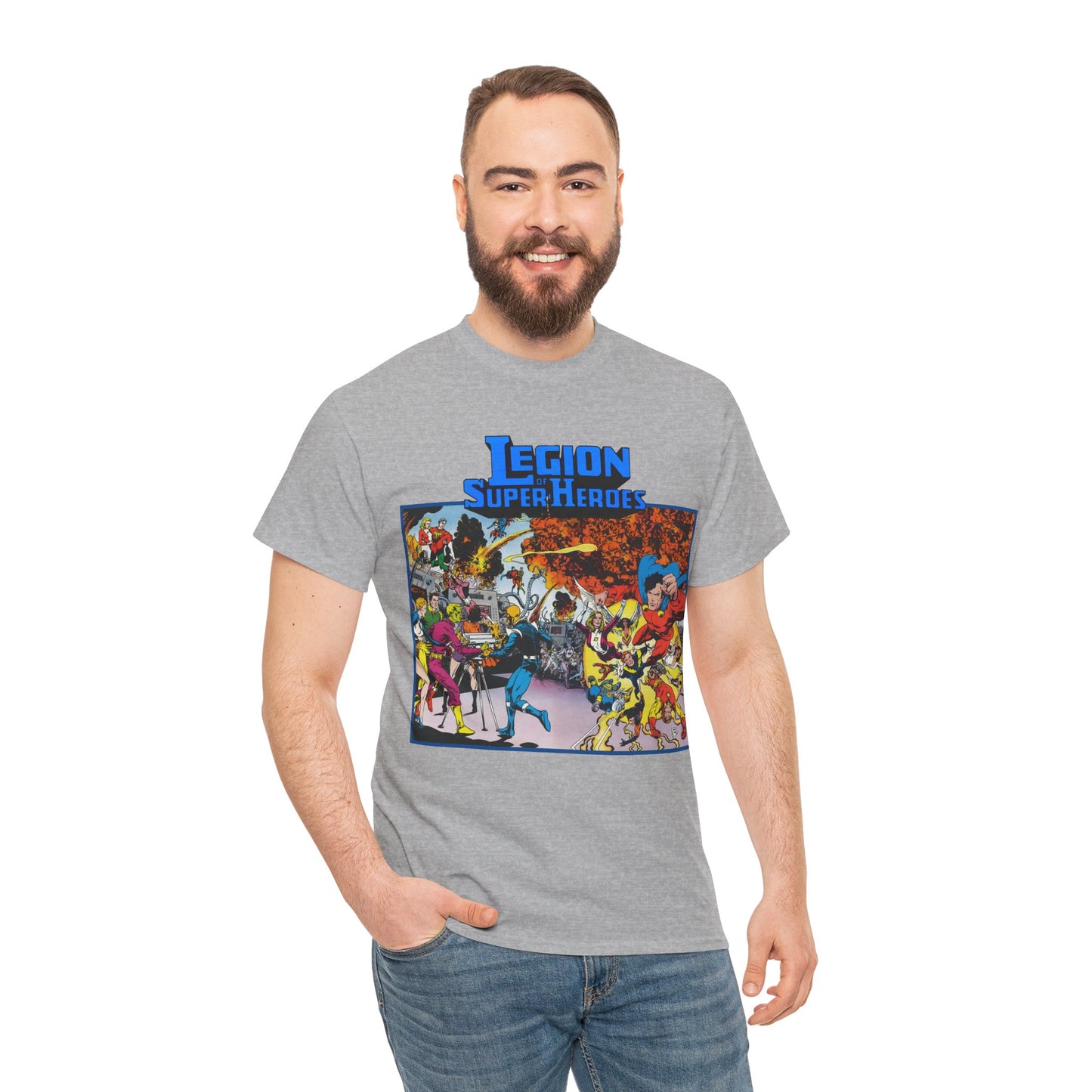 Legion of Super-Heroes T-Shirt - Steve Lightle Art - Mon-El, Saturn Girl, Brainiac 5, Sun Boy, Lightning Lad, Dawnstar, Timber Wolf - LOSH - DC Comics