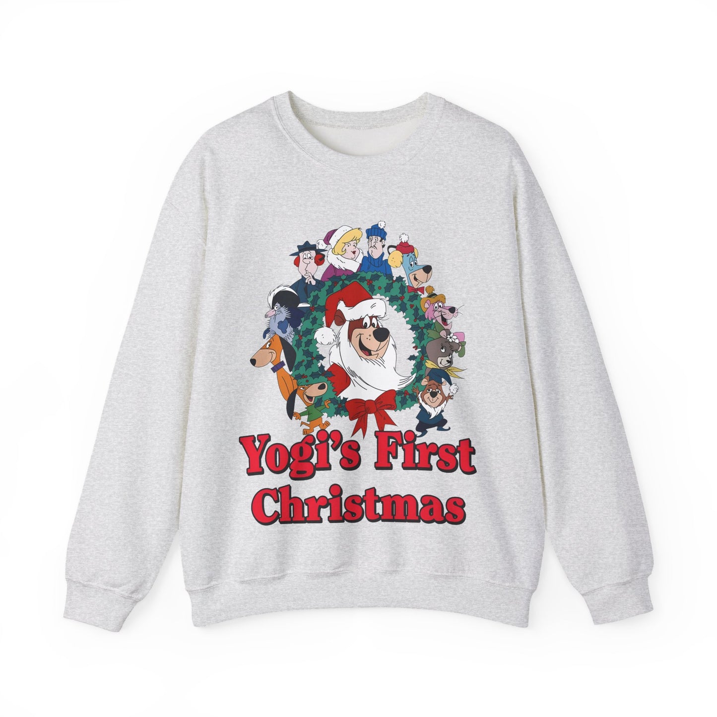 Yogi's First Christmas Crewneck Sweatshirt - Hanna-Barbera TV Holiday Special - Snagglepuss, Huckleberry Hound, Ranger Smith