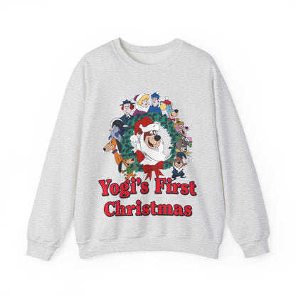 Yogi's First Christmas Crewneck Sweatshirt - Hanna-Barbera TV Holiday Special - Snagglepuss, Huckleberry Hound, Ranger Smith
