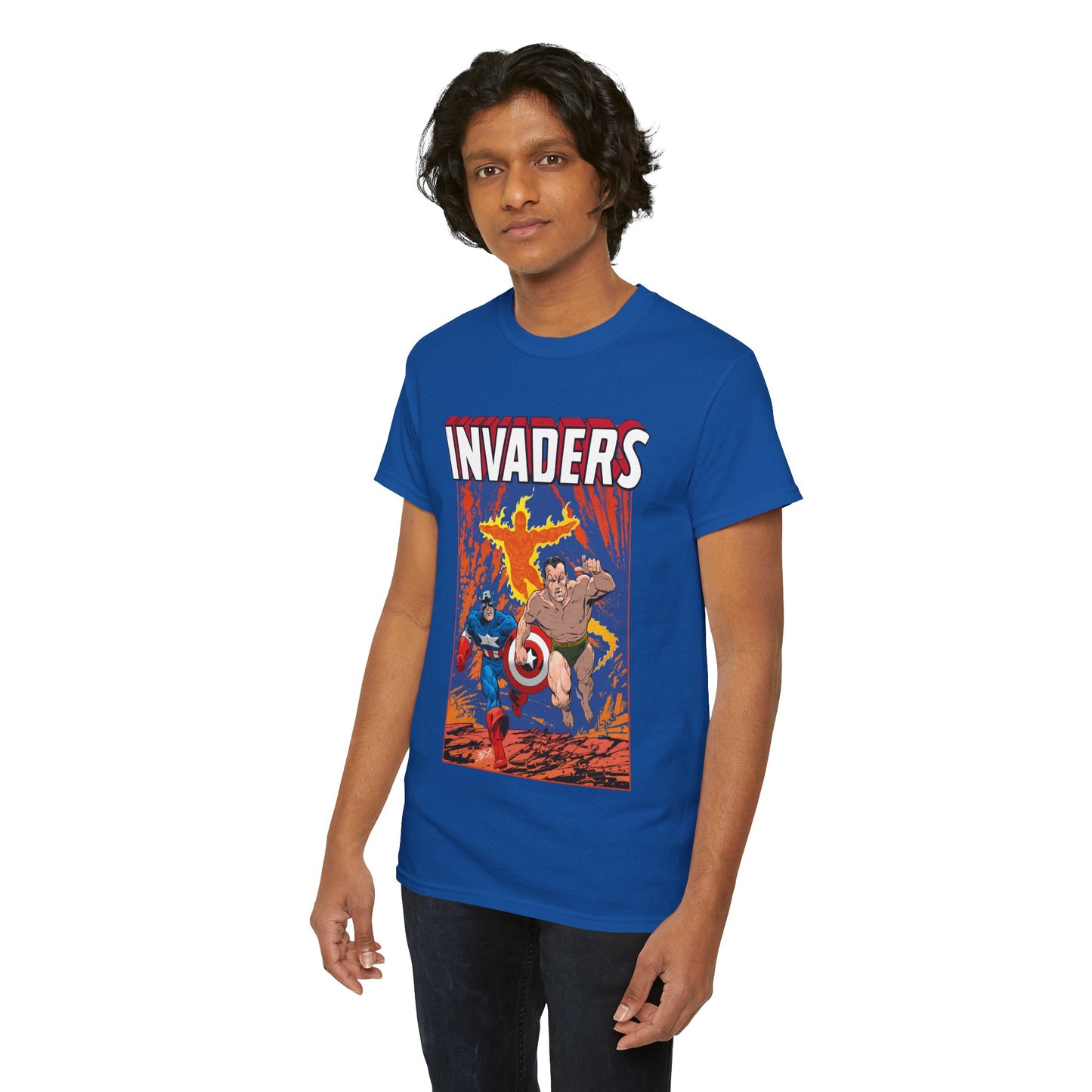 Invaders T-Shirt - John Byrne Art - Captain America, Namor, Human Torch - Marvel Comics Golden Age Characters