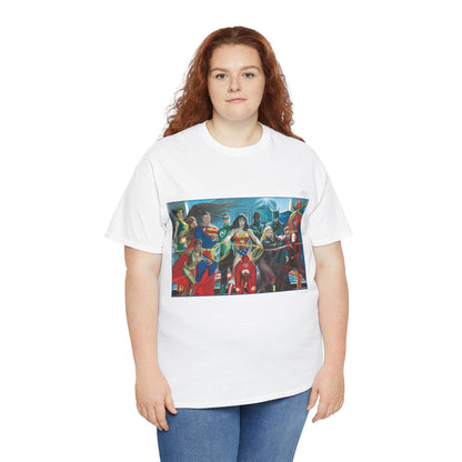 Justice League T-Shirt - Alex Ross Art - Superman, Wonder Woman, Batman, Flash, Black Canary, Vixen, Black Lightning, Green Lantern, Geo-Force, Red Tornado - DC Comics