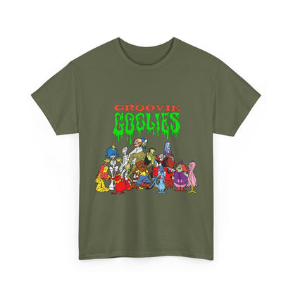 Groovie Goolies T-Shirt - The Monster Trio (Drac, Frankie, Wolfie) - Hagatha, Bella La Ghostly, Boneapart, Mummy - Horrible Hall on Horrible Drive - Filmation Cartoon