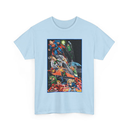 Justice League of America T-Shirt - Jerry Ordway Art - Superman, Wonder Woman, Firestorm, Flash, Black Canary, Atom - DC Comics
