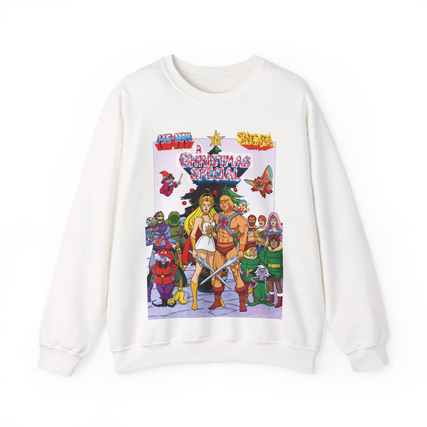 He-Man & She-Ra Christmas Crewneck Sweatshirt - Masters of the Universe, Princess of Power - Filmation Holiday Special
