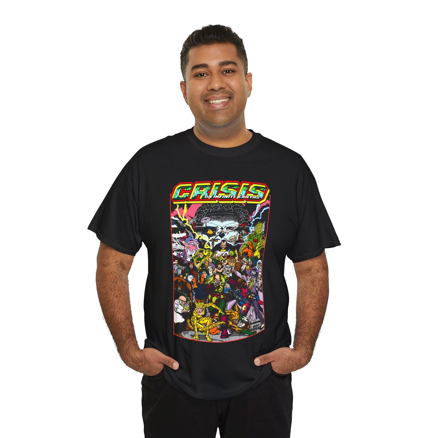 Crisis on Infinite Earths T-Shirt - DC Comics - George Perez Art - Joker, Lex Luthor, Cheetah, Solomon Grundy, Black Adam, Deathstroke, Validus - #9 Cover - DC Comics