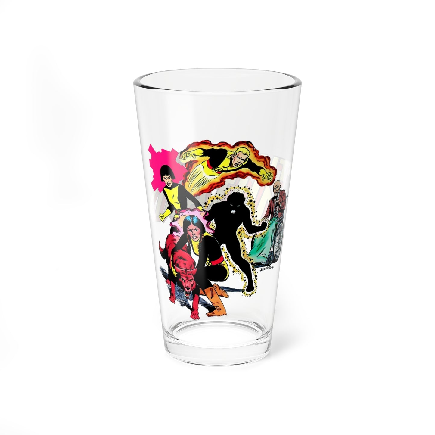 New Mutants Pint Glass, 16oz - Marvel Comics - Sunspot, Wolfsbane, Cannonball - X-Men Family - Mutants