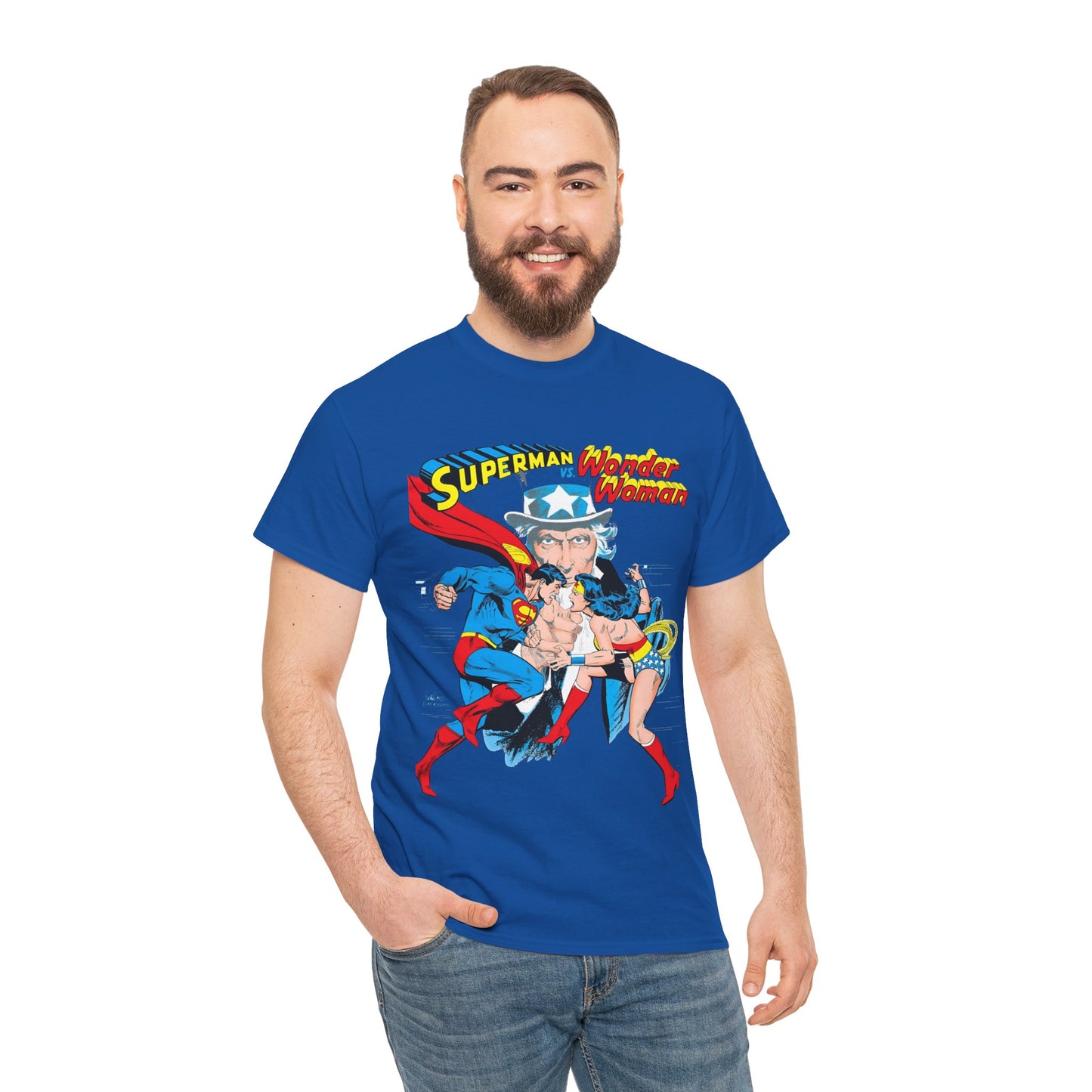 Superman Vs Wonder Woman T-Shirt - José Luis García-López Art - Popular 1970s Tabloid Story - DC Comics