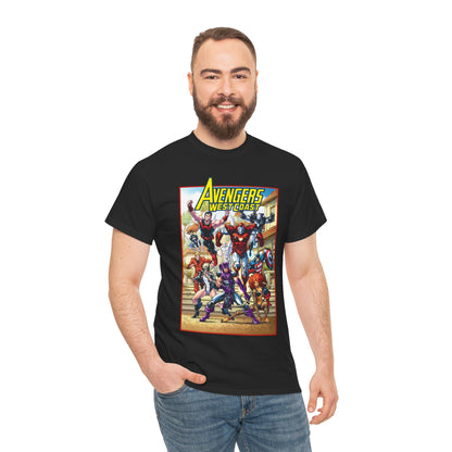 West Coast Avengers T-Shirt - Todd Nauck Art - Hawkeye, Iron Man, Wonder Man, Tigra, Vision - Marvel Comics