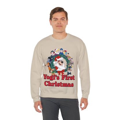 Yogi's First Christmas Crewneck Sweatshirt - Hanna-Barbera TV Holiday Special - Snagglepuss, Huckleberry Hound, Ranger Smith