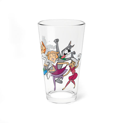 Jetsons Pint Glass, 16oz - George, Jane, Judy, Astro, Elroy - Hanna-Barbera Cartoon - Futuristic