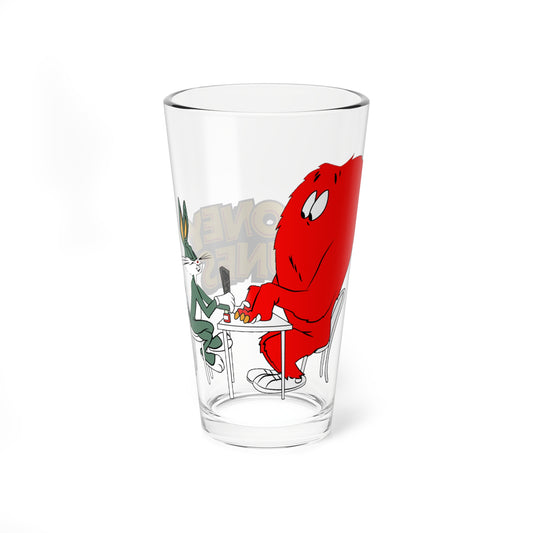 Bugs Bunny & Gossamer Pint Glass, 16oz - Popular Looney Tunes Character - Getting a Manicure - Red Monster - WB