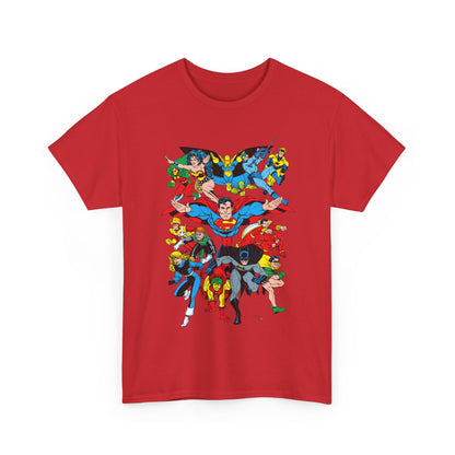 DC Legends T-Shirt - Linda Medley, Arthur Adams Art - Superman, Wonder Woman, Batman, Creeper, Black Canary, Guy Gardner, Blue Beetle, Booster Gold, Dr. Fate, Flash - DC Comics