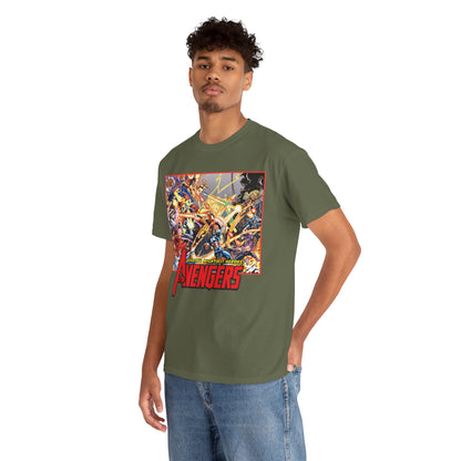 Avengers Vs Thunderbolts T-Shirt - George Perez Art - Captain America, Iron Man, Wonder Man, Scarlet Witch, Hawkeye, Citizen V, MACH-1, Techno, Atlas, Songbird - Marvel Comics