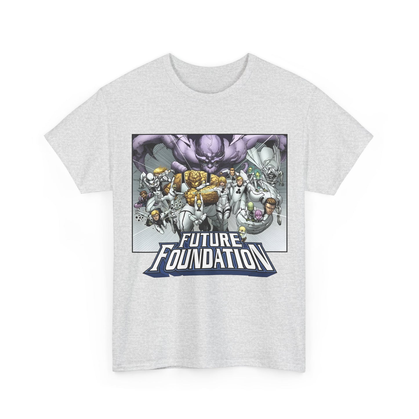 Future Foundation T-Shirt - Marko Djurdjevic Art - Spider-Man, Mr. Fantastic, Invisible Woman, The Thing, Dr. Doom, Bentley 23, Dragon Man, the Moloids - Marvel Comics