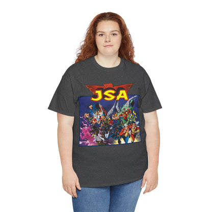 JSA T-Shirt - Carlos Pacheco Art - Green Lantern, Power Girl, Hawkgirl, Black Adam, Flash, Dr Fate, Hawkman - DC Comics - Justice Society of America