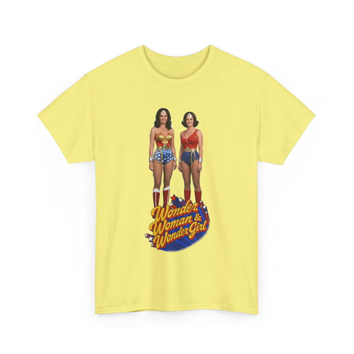 Wonder Woman & Wonder Girl T-Shirt - Lynda Carter Retro 1970s TV Show - DC Comics