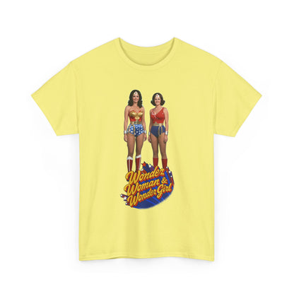Wonder Woman & Wonder Girl T-Shirt - Lynda Carter Retro 1970s TV Show - DC Comics