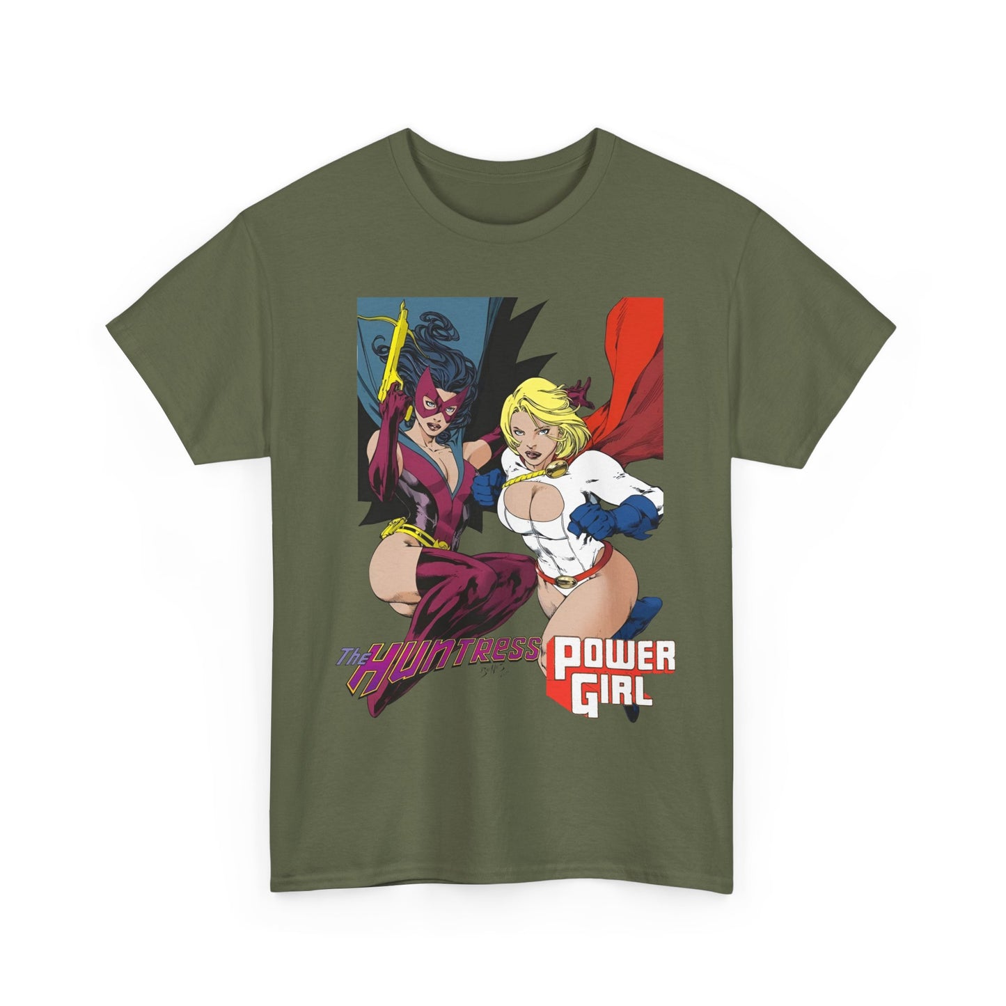 Huntress & Power Girl T-Shirt - Ed Benes Art - Justice Society, JSA, Earth 2 - DC Comics Bronze Age, Pre-Crisis Heroes