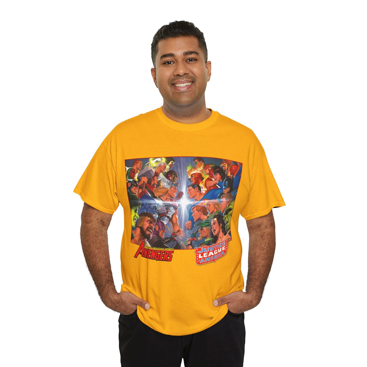 Avengers/Justice League of America T-Shirt - Alex Ross Art, George Perez Homage - DC Comics, Marvel Comics
