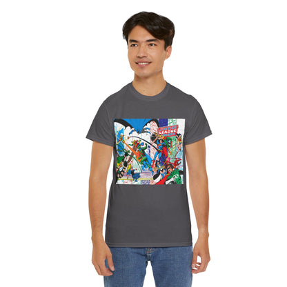 Justice League of America #200 T-Shirt - George Perez Art - Superman, Batman, Zatanna, Wonder Woman, Elongated Man, Martian Manhunter, Black Canary, Atom, Firestorm - DC Comics