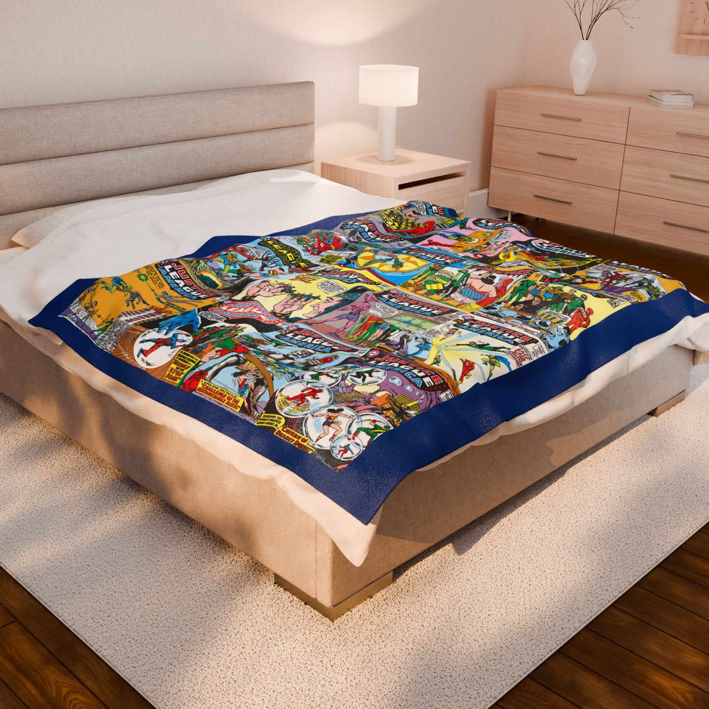 Justice League of America Plush Blanket 60x80" - Classic Silver Age DC Comics Art - Superman, Wonder Woman, Batman, Flash, Green Lantern - JLA