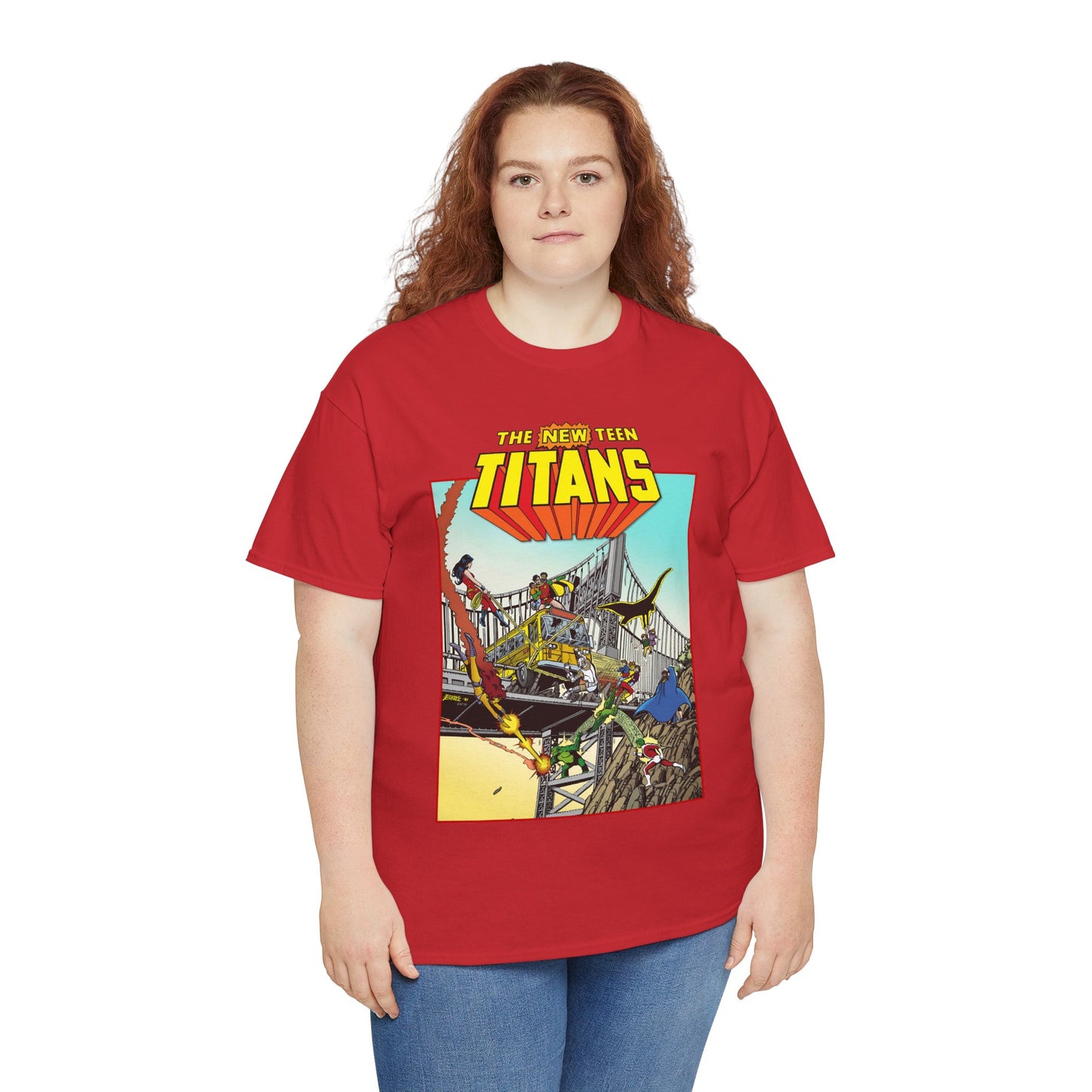 New Teen Titans T-Shirt - George Perez Promo Art - Wonder Girl, Cyborg, Raven, Starfire, Robin, Kid Flash, Changeling - DC Comics