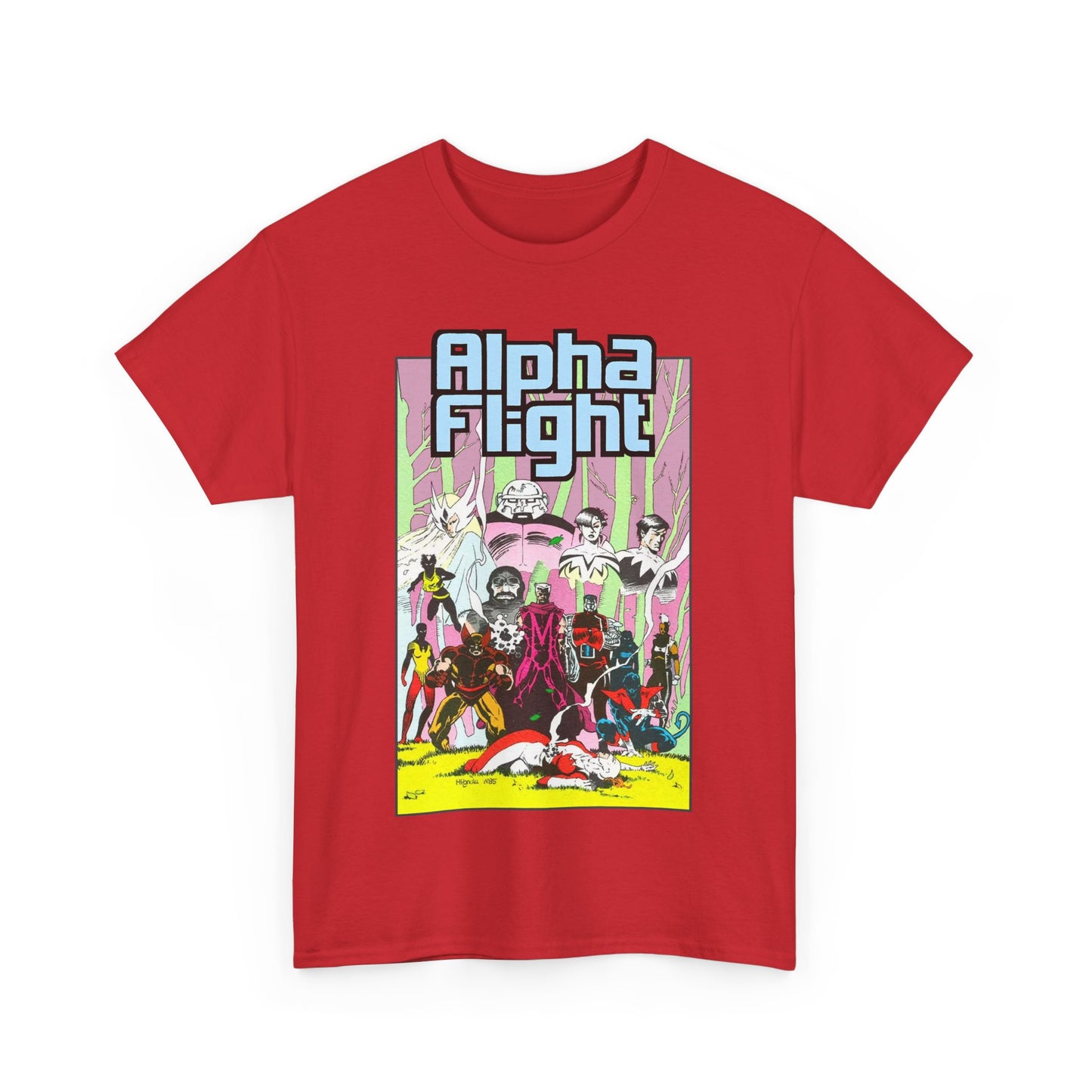 Alpha Flight T-Shirt - Mike Mignola Art - Northstar, Aurora, Snowbird, Shaman, Puck - X-Men: Magneto, Colossus, Shadowcat, Storm - Marvel Comics