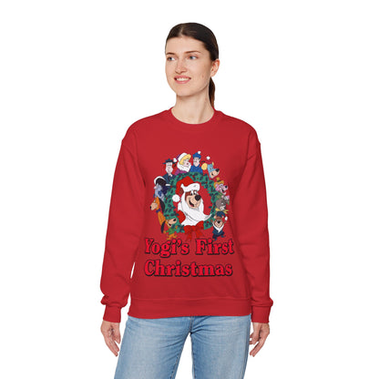Yogi's First Christmas Crewneck Sweatshirt - Hanna-Barbera TV Holiday Special - Snagglepuss, Huckleberry Hound, Ranger Smith