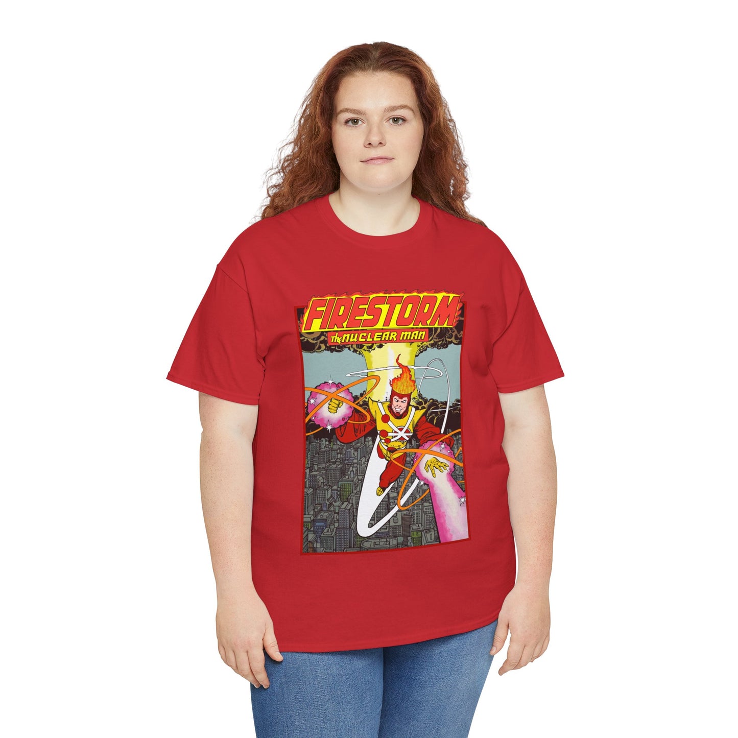 Firestorm the Nuclear Man T-Shirt - George Perez JLA Postcard Art 1980s - DC Comics - Justice League of America Member